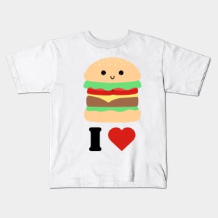 I love Hamburger Kawaii design Kids T-Shirt